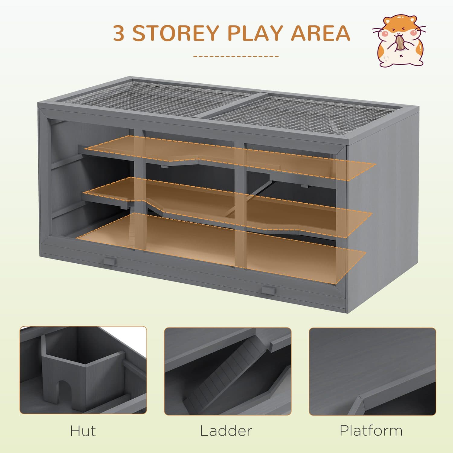 PawHut Hamster Cage with Adjustable Hinged Roof - image 4