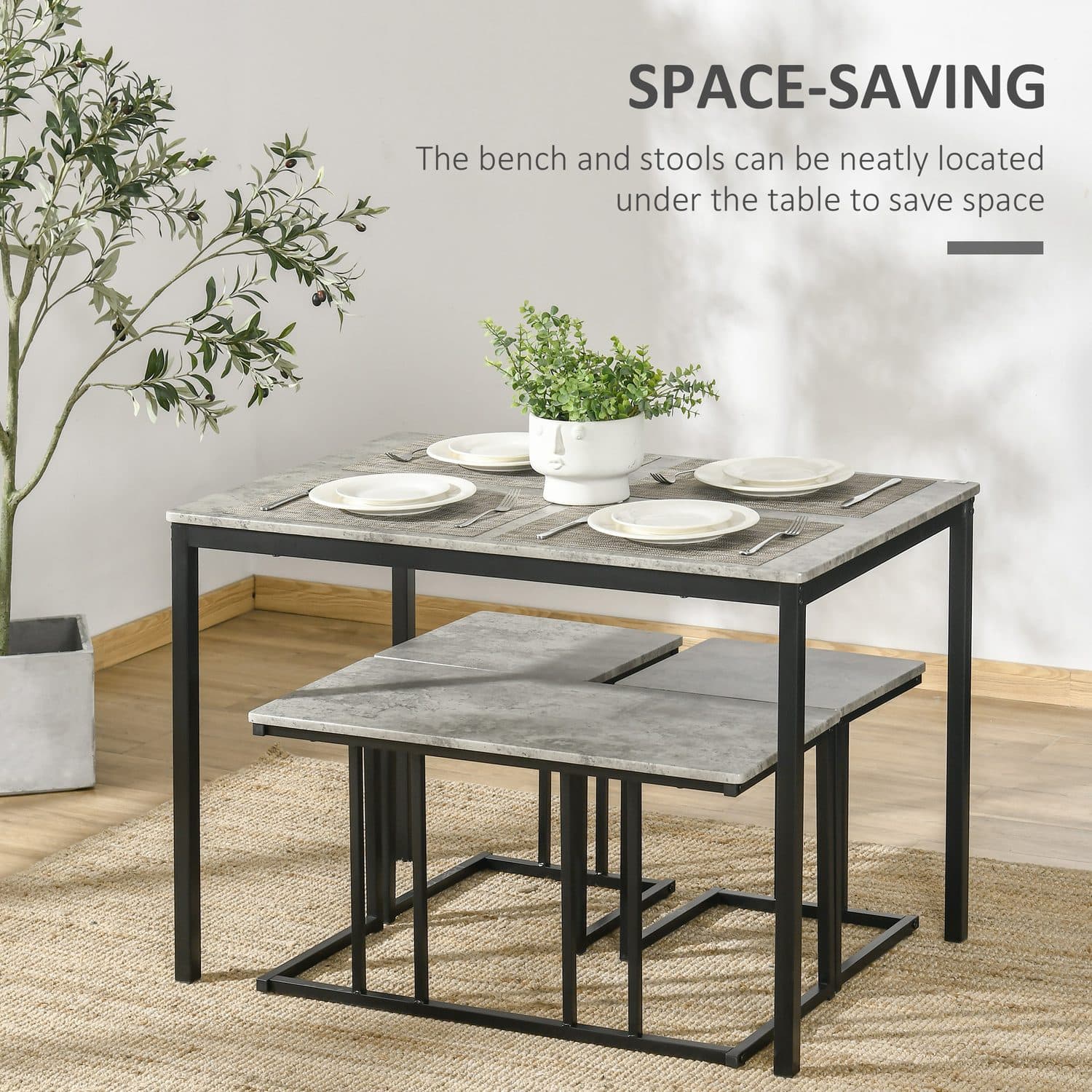 Grey Concrete Effect Dining Set - image 4