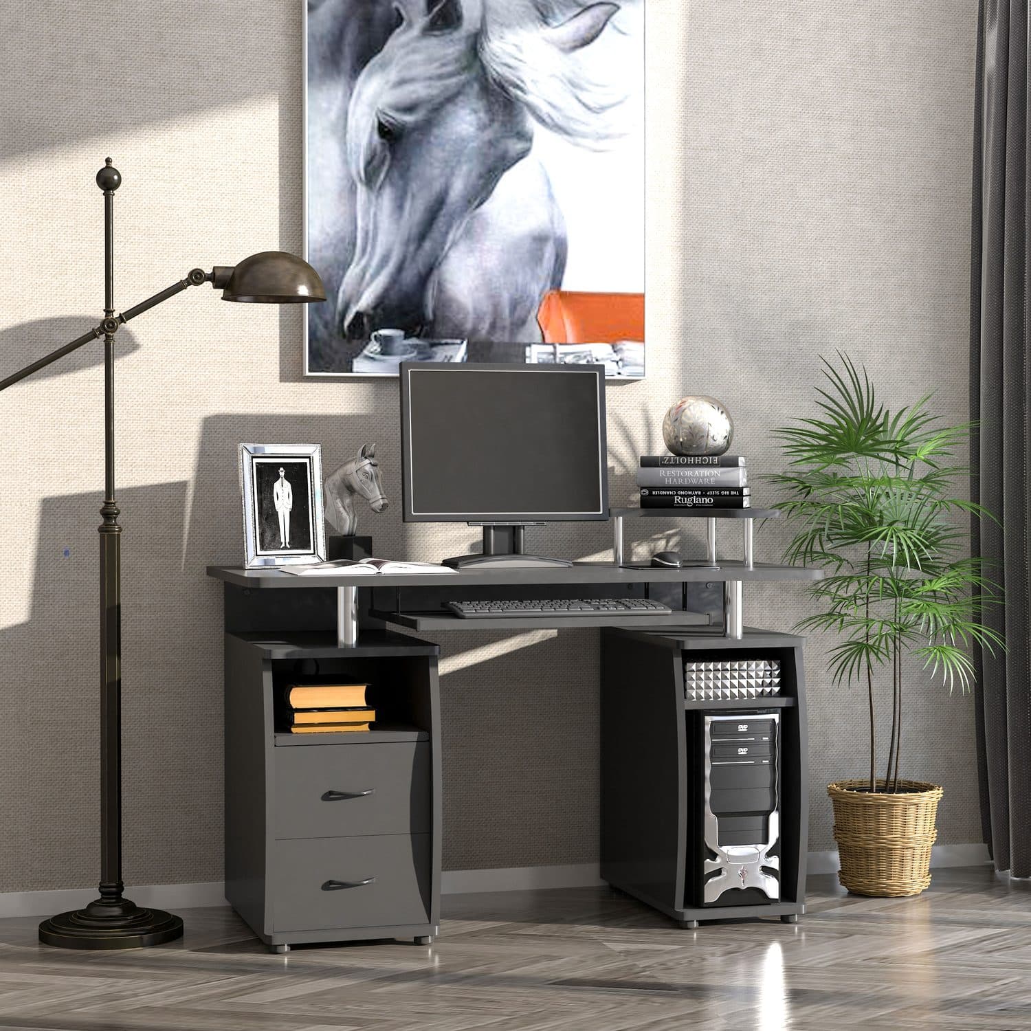 Engineered Black Computer Workstation for Effortless Productivity - image 3