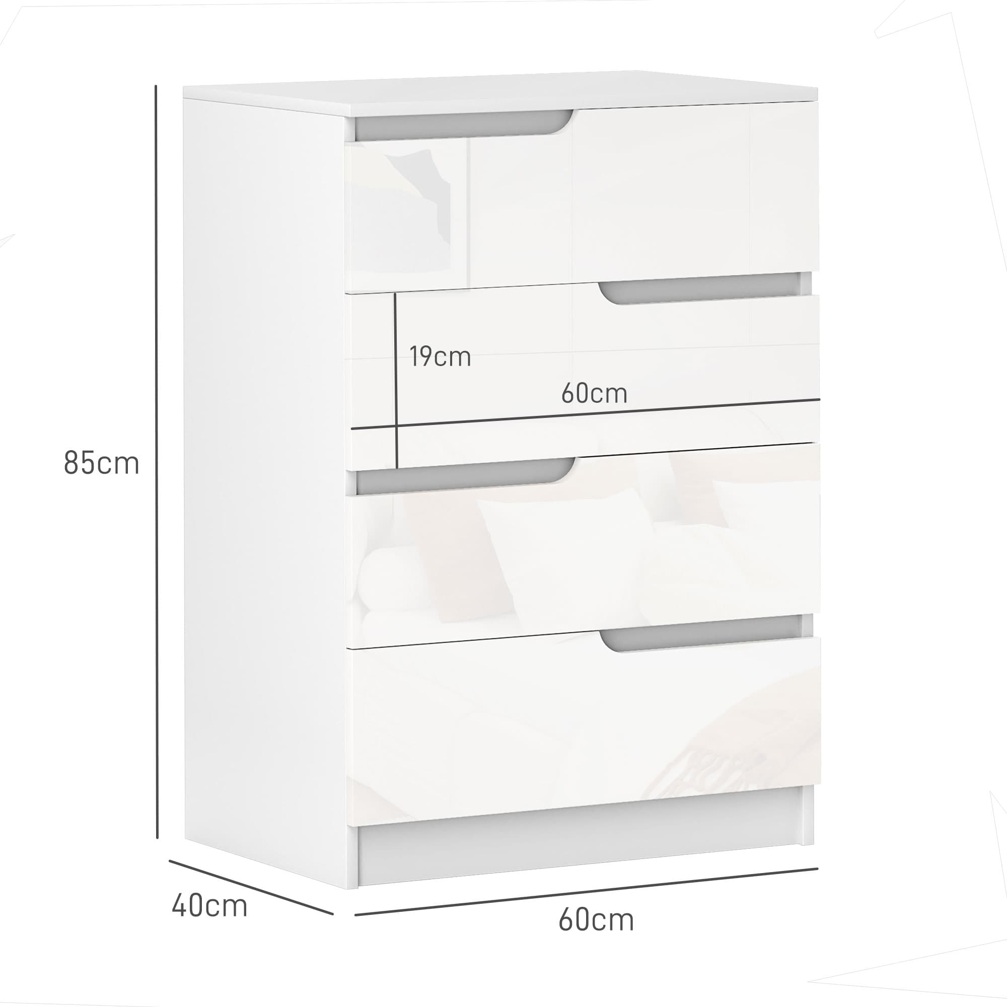 Modern White High Gloss 4-Drawer Chest for Effortless Storage - image 1