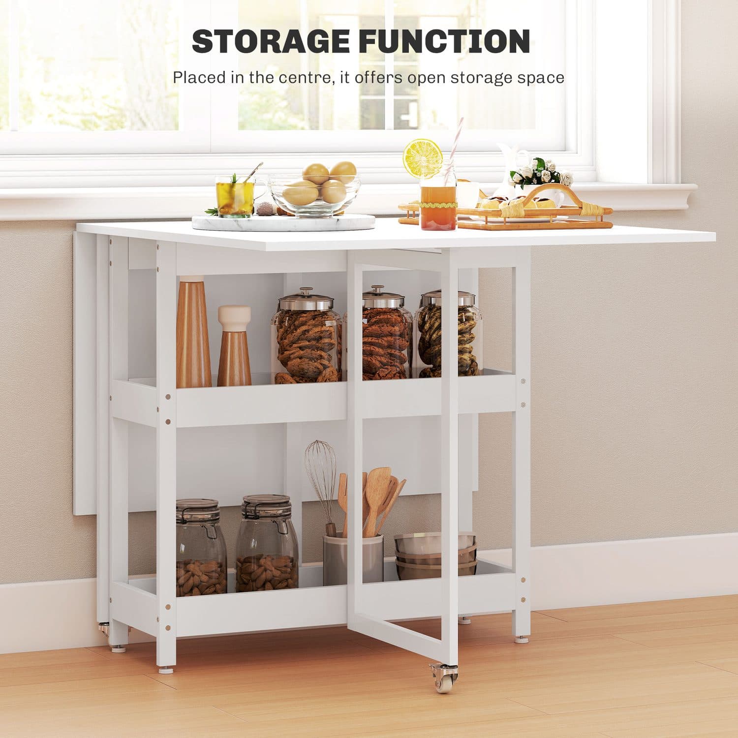 Space-Saving White Drop Leaf Dining Table - image 5