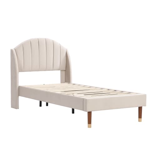 Upholstered Single Bed in Pink Velvet (3ft / 90x190cm)