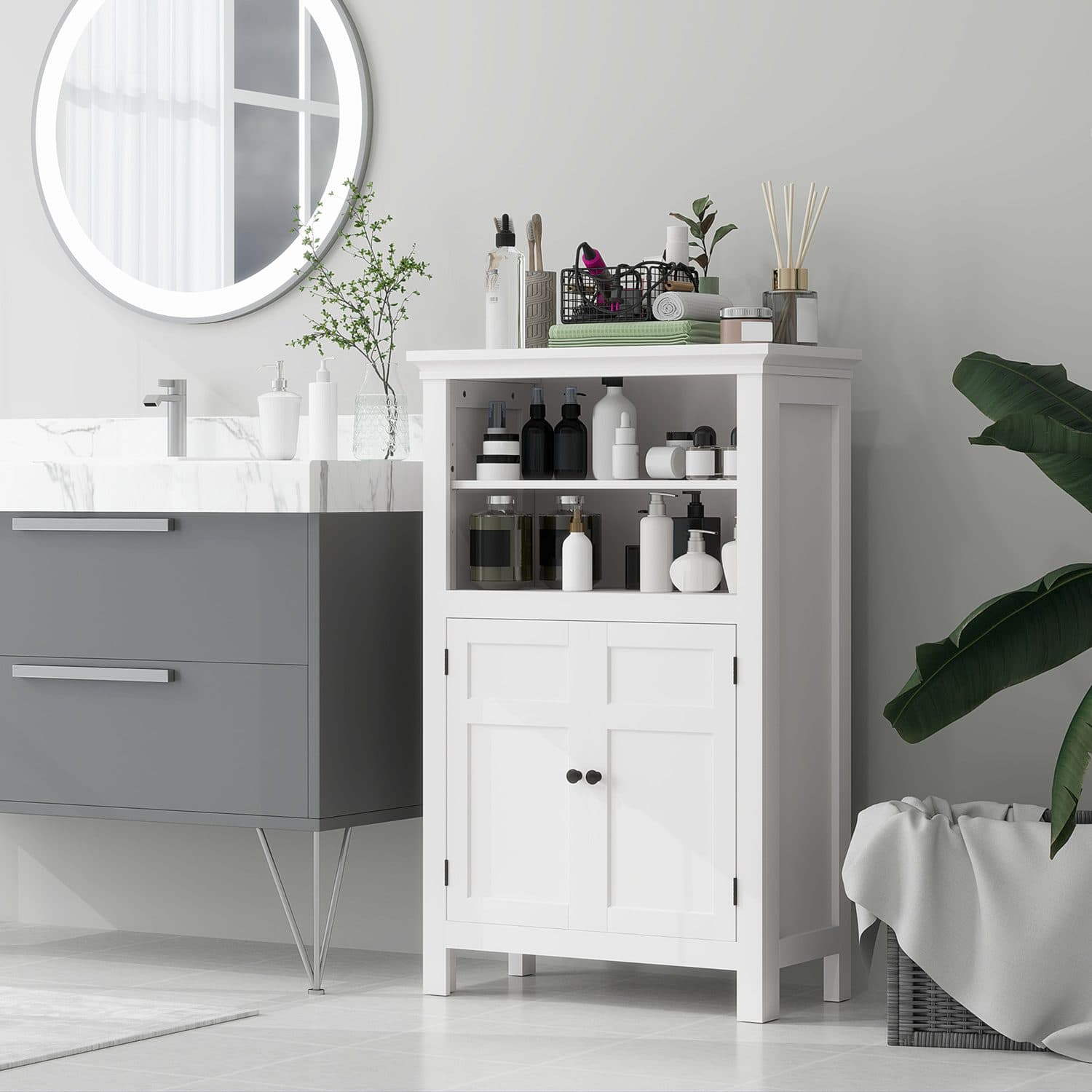 Modern White Bathroom Cabinet - image 4