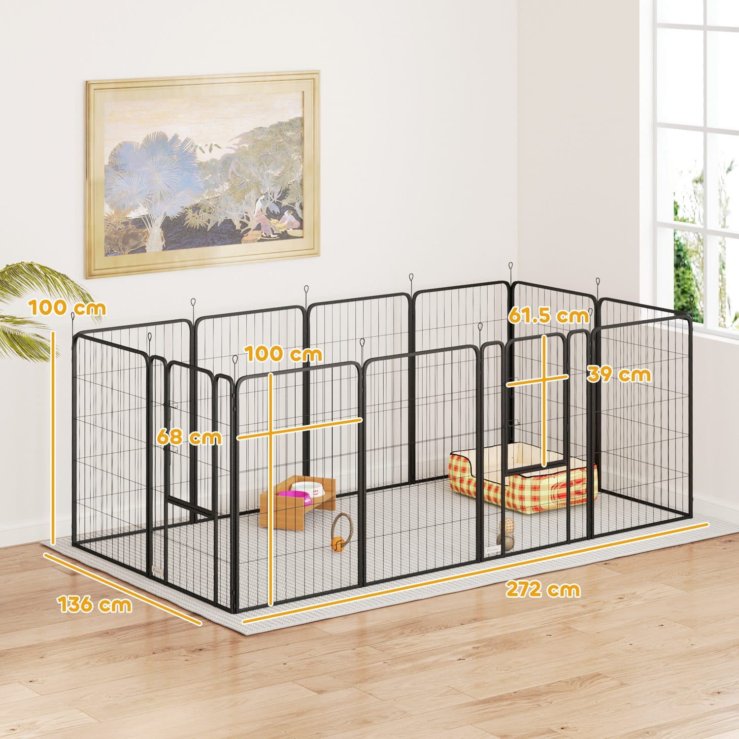 12-Panel Dog Playpen with Doors - 100cm Tall - image 1