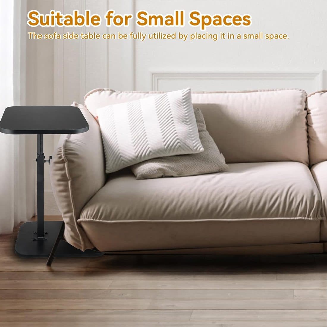 Black Rotating C-Shaped End Table for Sofa and Bedroom - image 1
