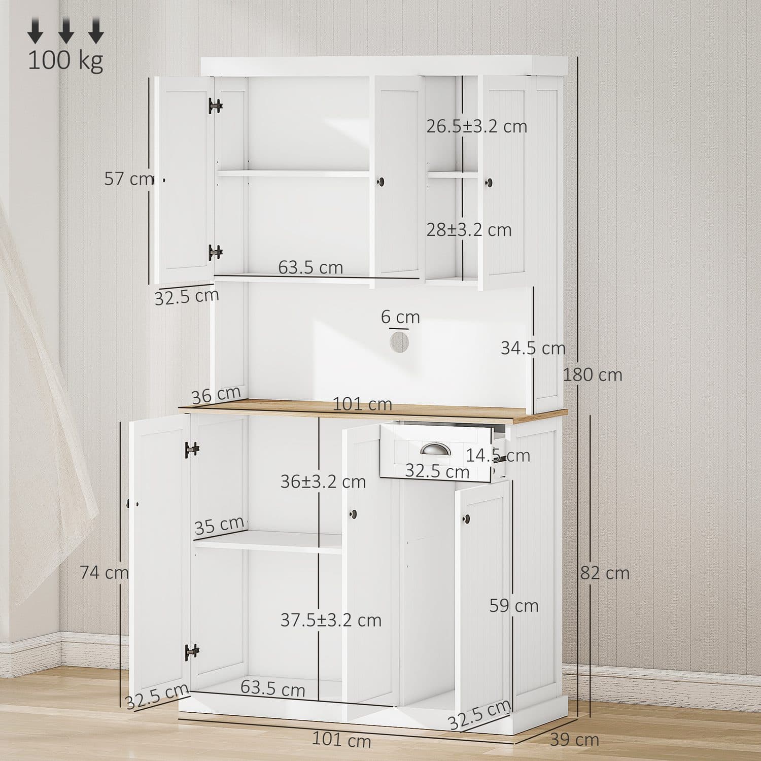 180cm Freestanding Kitchen Cabinet - image 3