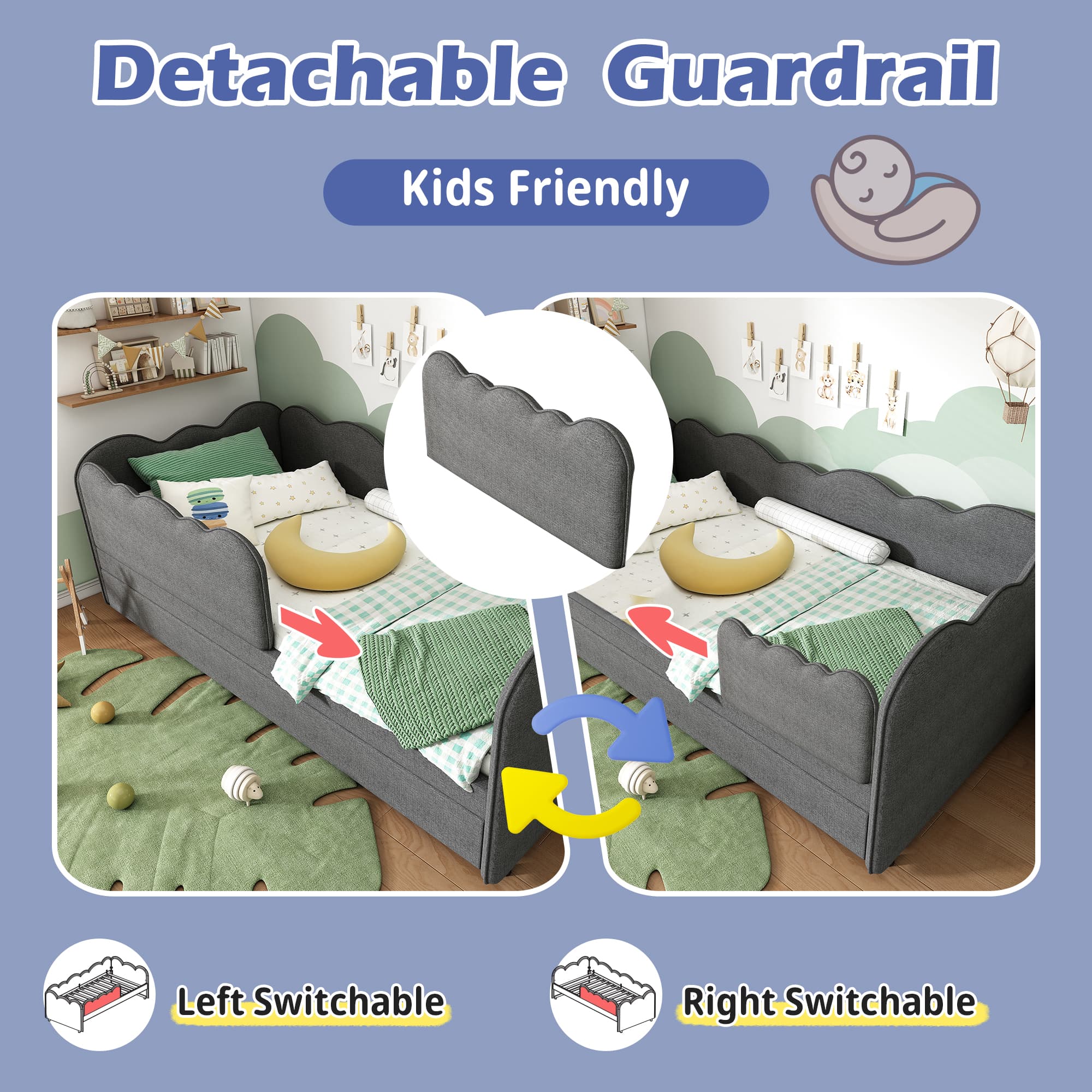 Chic Upholstered Daybed with Pull-Out Guest Trundle Bed - image 5