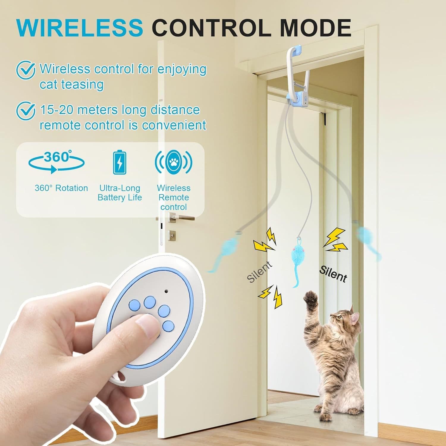 Electric Door-Mounted Cat Teaser With Remote Control - image 3