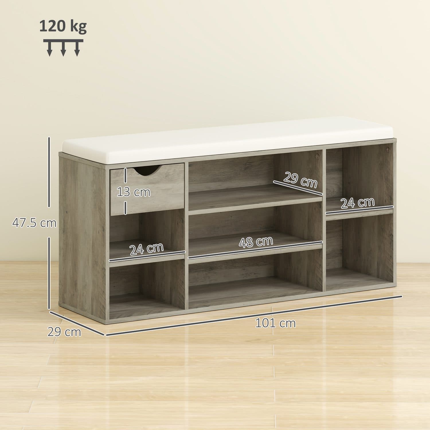 Grey Shoe Storage Bench - image 2