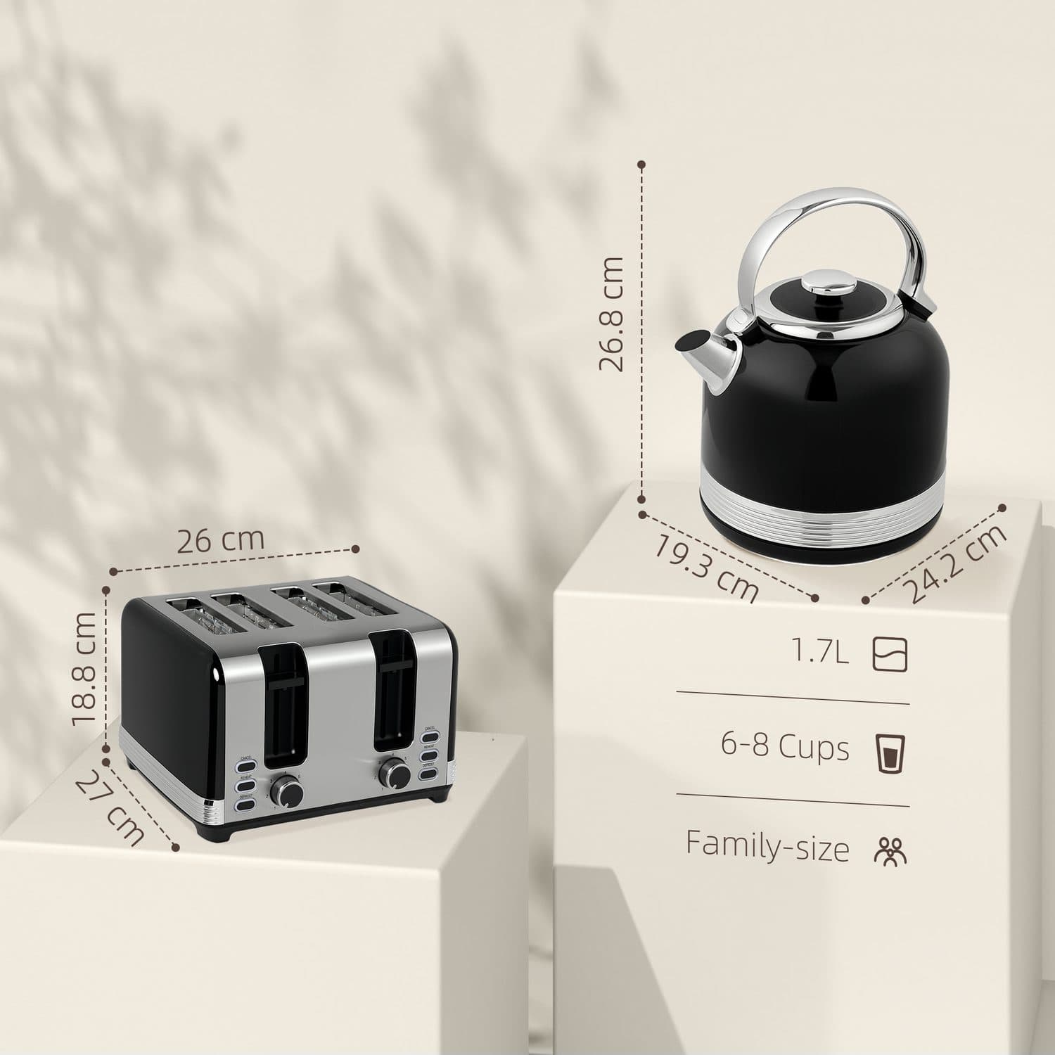 Sleek Black Kettle & Toaster Set - image 4