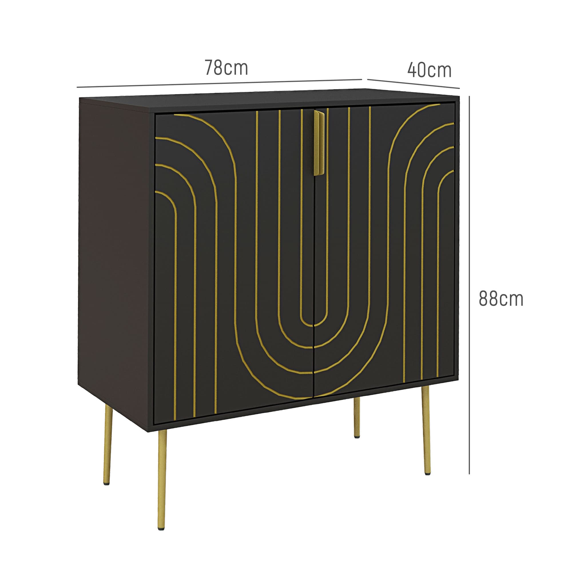 Art Deco Inspired Sideboard in Black and Gold Tone - image 5