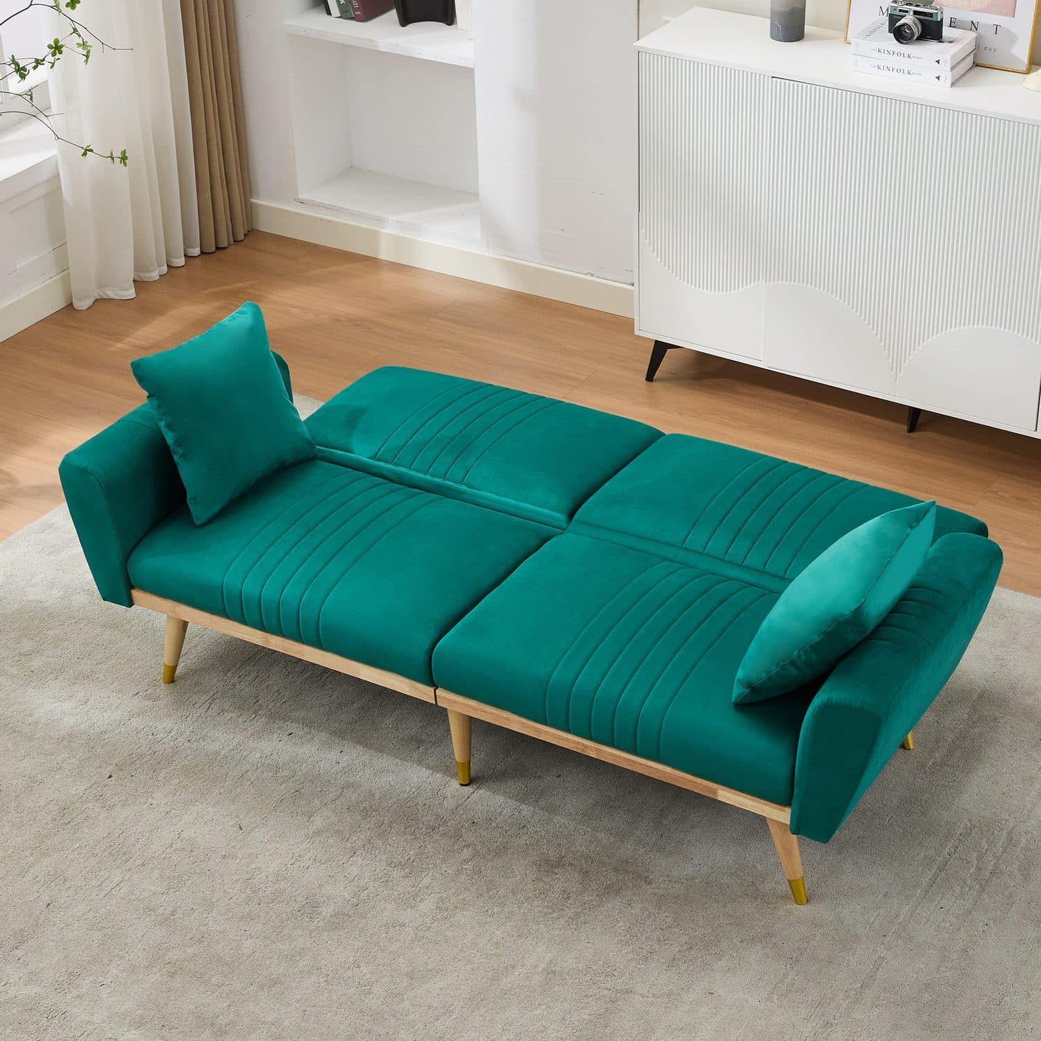 Green Fleece Sofa Bed - image 5