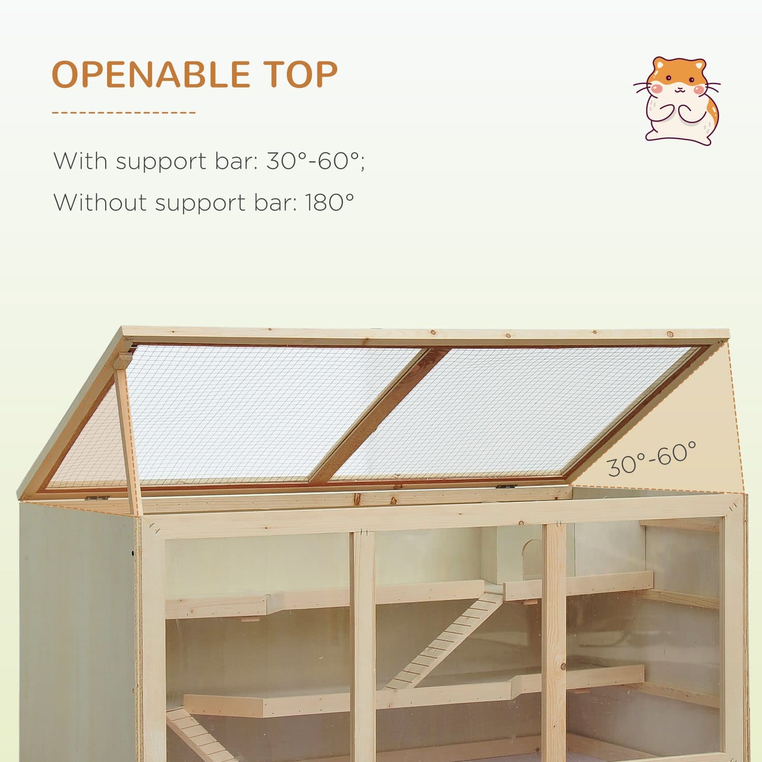 PawHut Two-Level Wooden Hamster Cage with Run - image 1