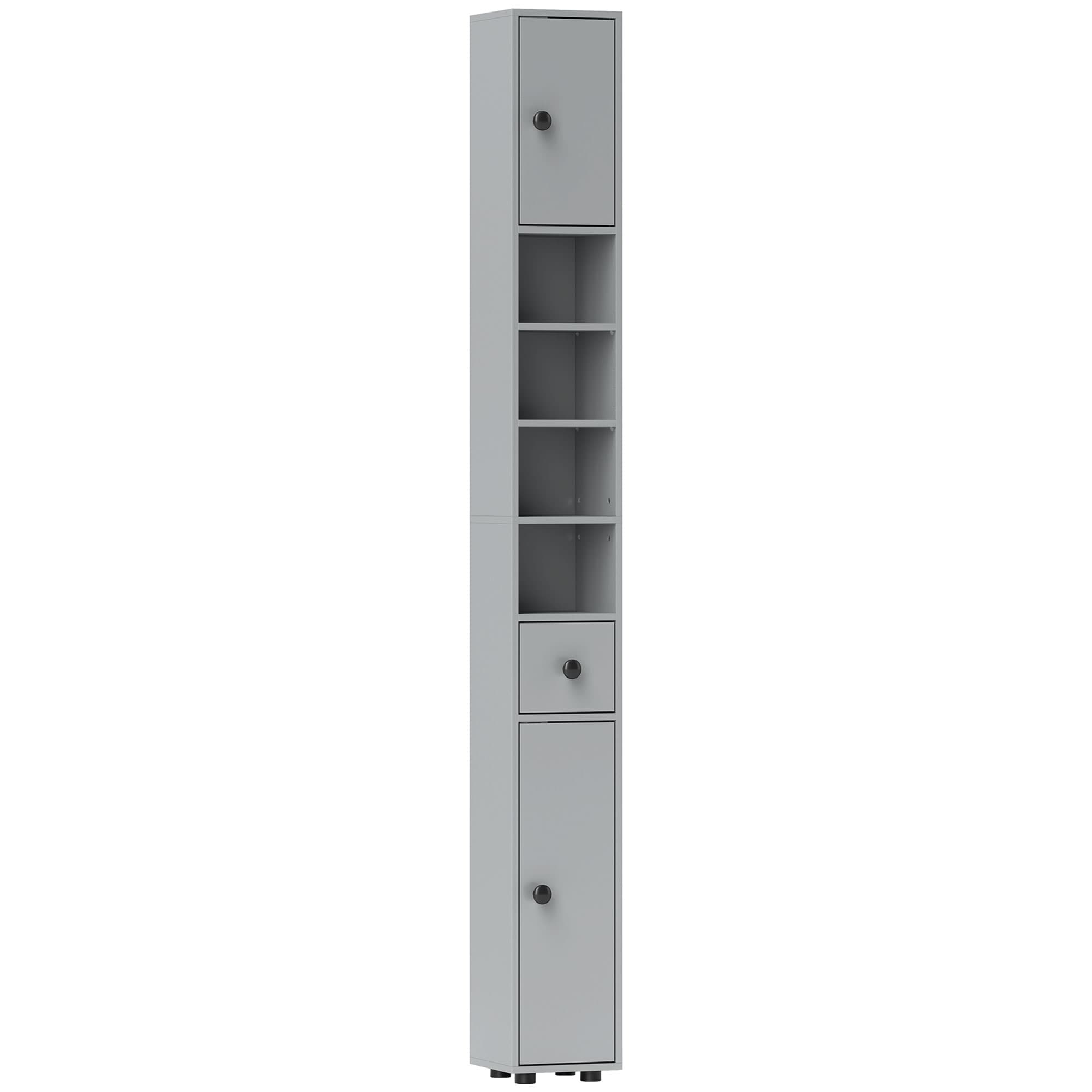 Kleankin 180cm Slim Grey Bathroom Cabinet