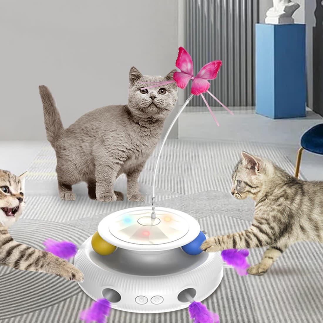 Rechargeable Interactive Cat Toy with 360° Rotating Feather - image 6