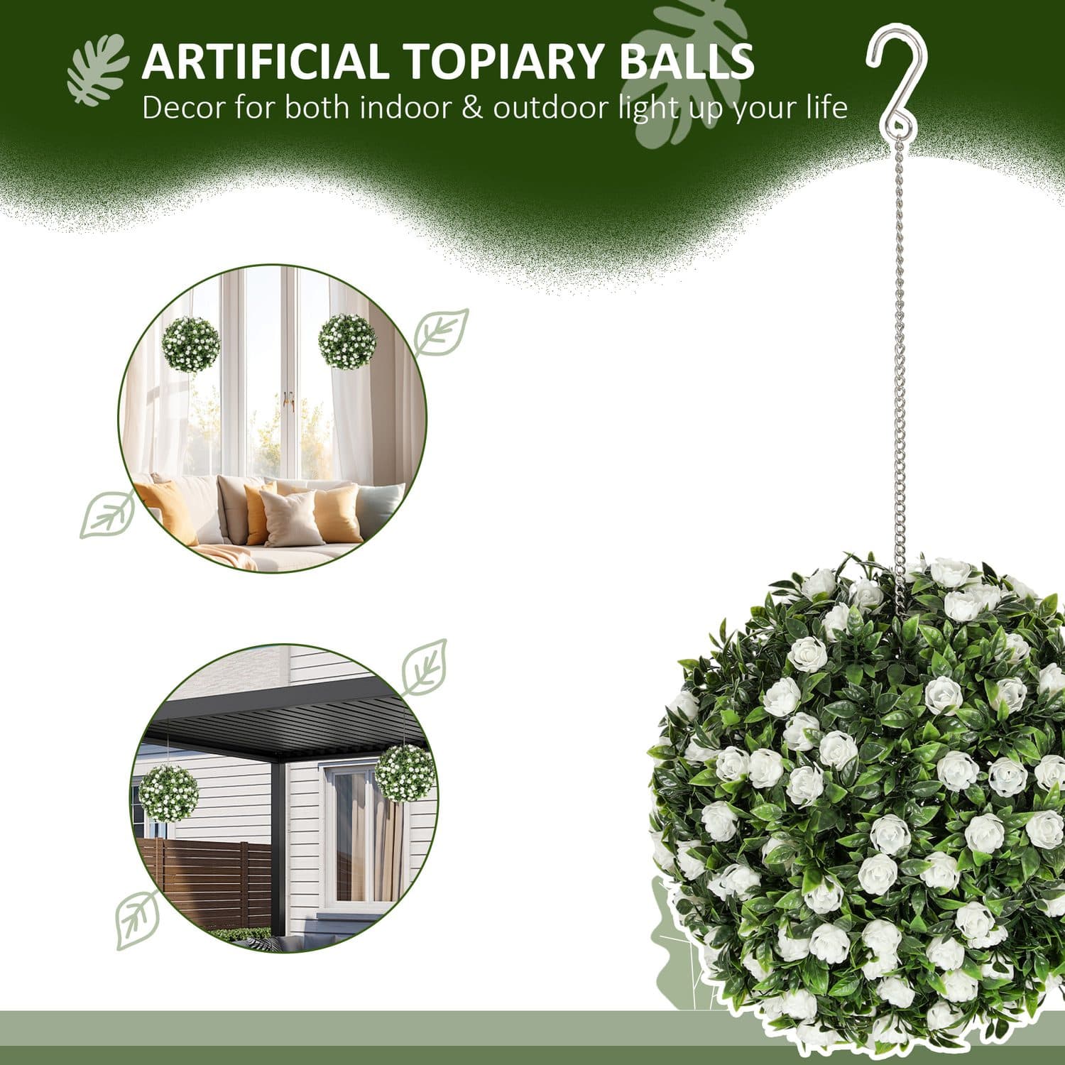White Artificial Topiary Rose Balls for Hanging Decor - image 4
