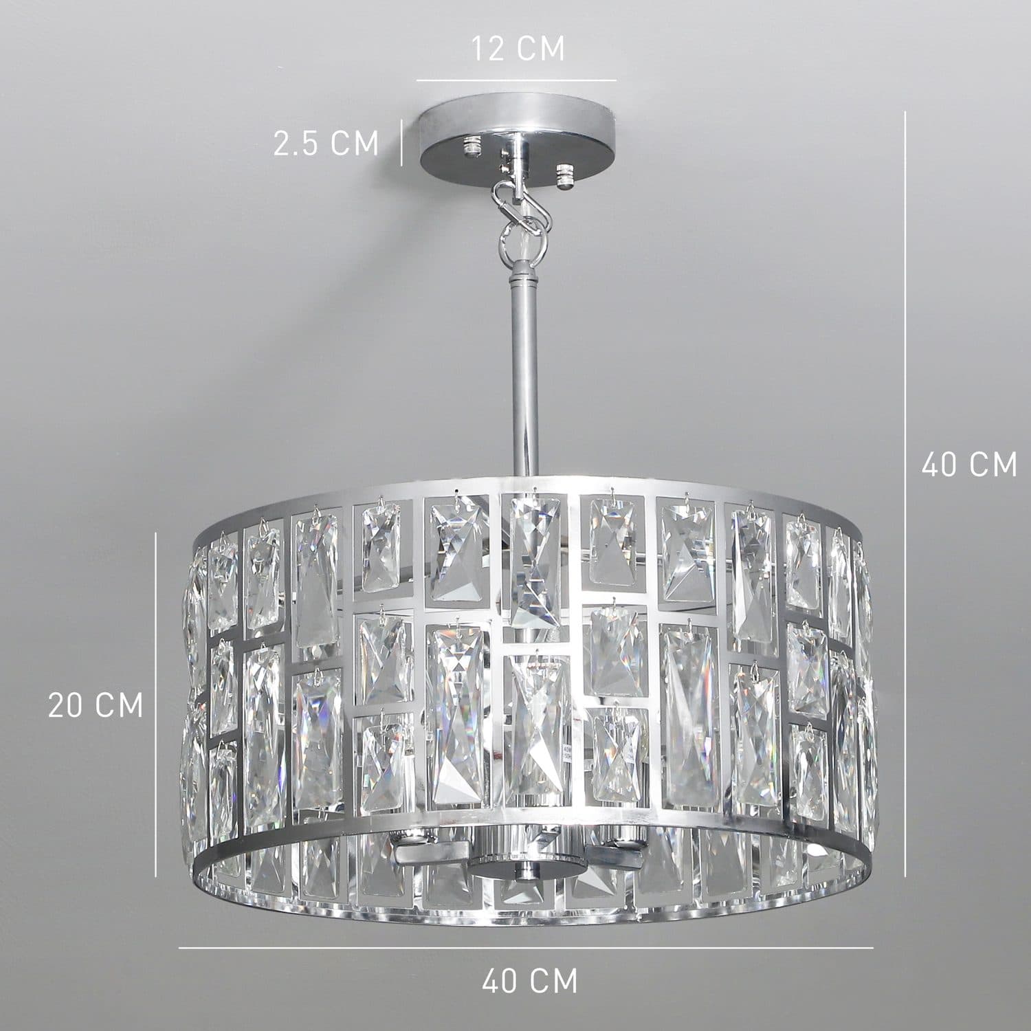 Silver-Tone Glass Chandelier - image 5