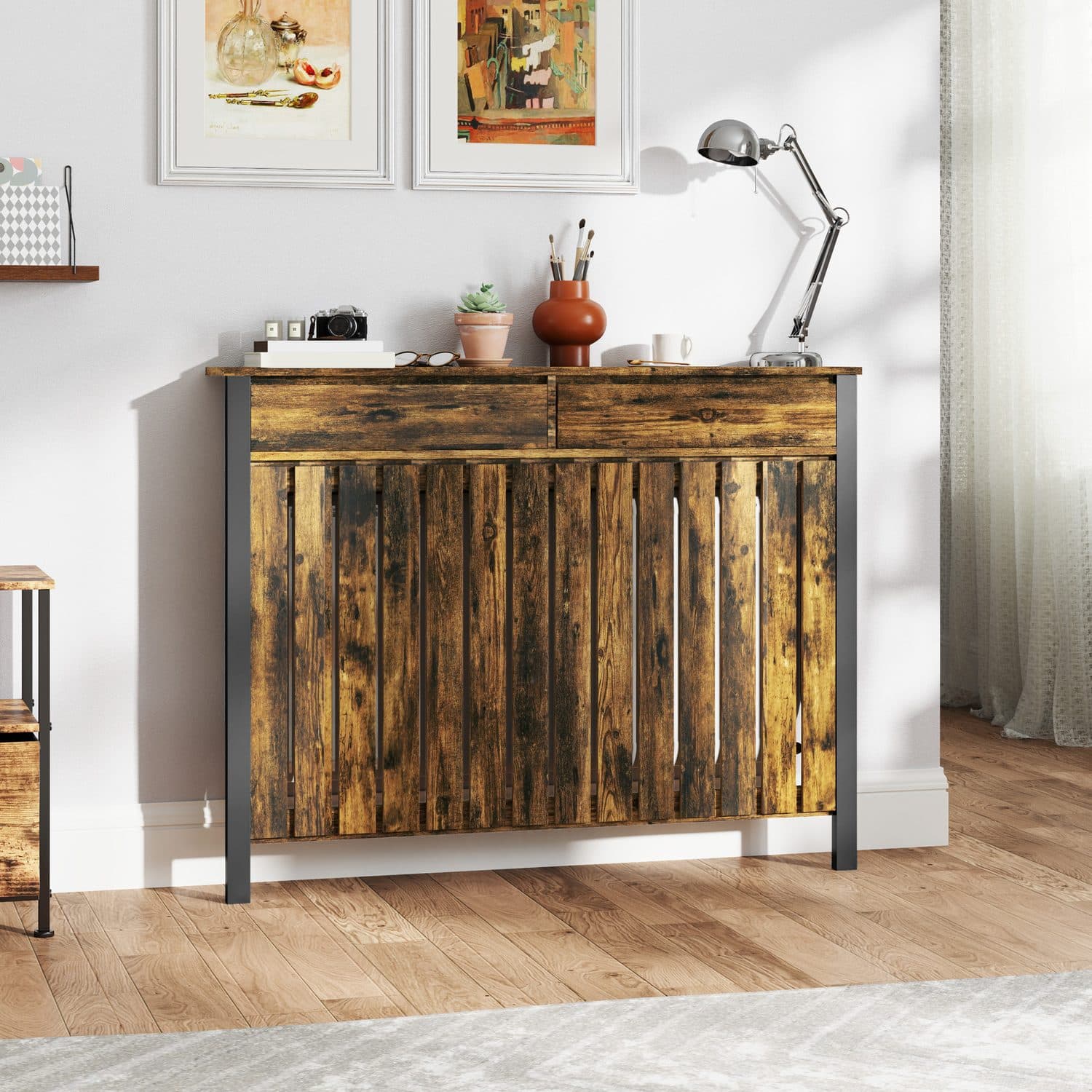 Practical Radiator Cover with a Rustic Industrial Look - image 3