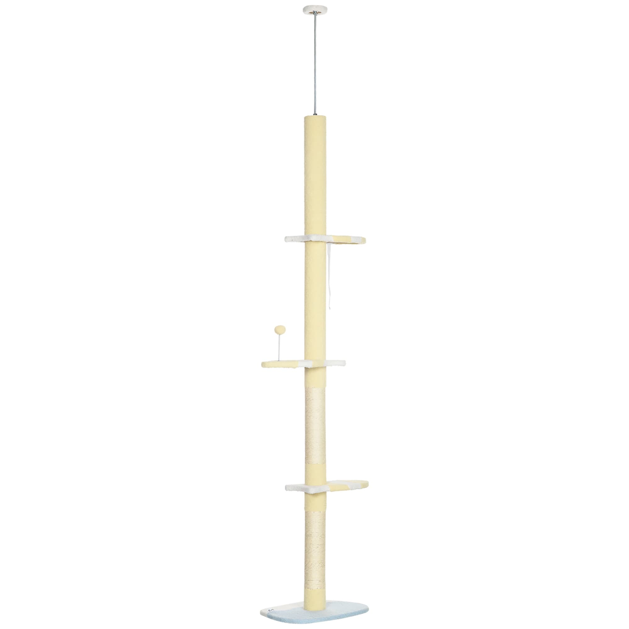 PawHut Adjustable Floor-to-Ceiling Cat Tree, 220-260cm