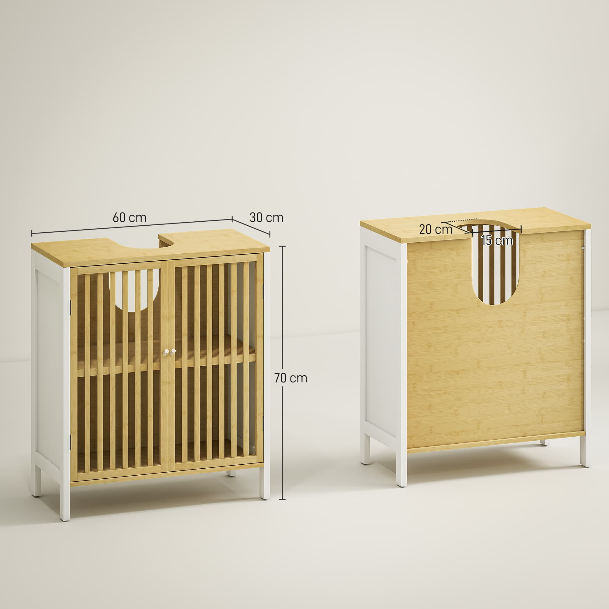 White bamboo-blend under sink cabinet - image 2