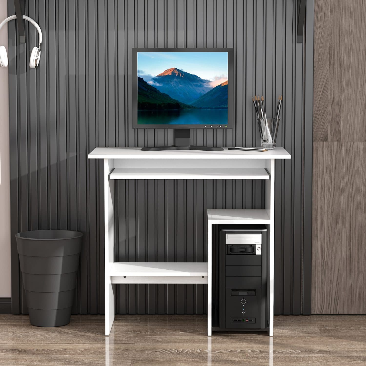 Compact White Desk - image 4