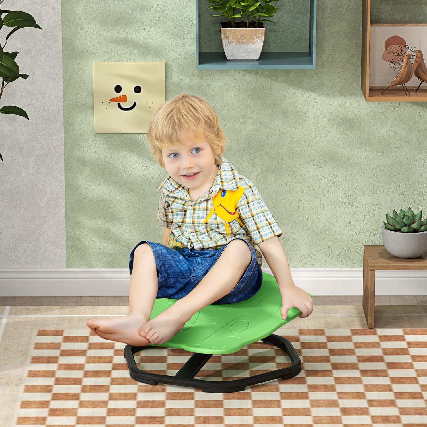 Calming Green Elephant Sensory Spinning Chair for Kids - image 1