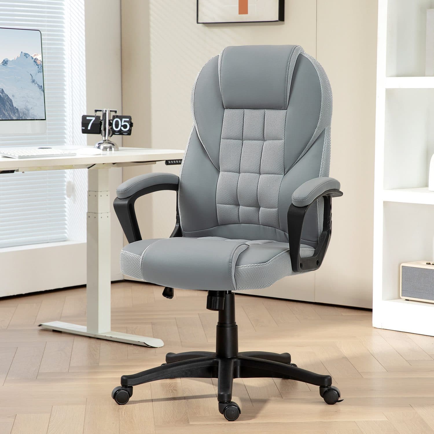 Grey Faux Leather Desk Chair - image 4