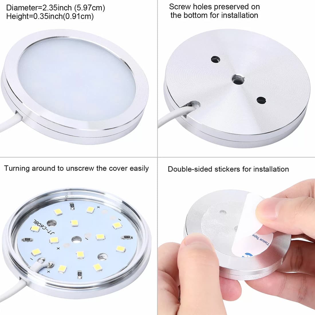 Cool White LED Puck Lights for Cabinets and Shelves - image 1