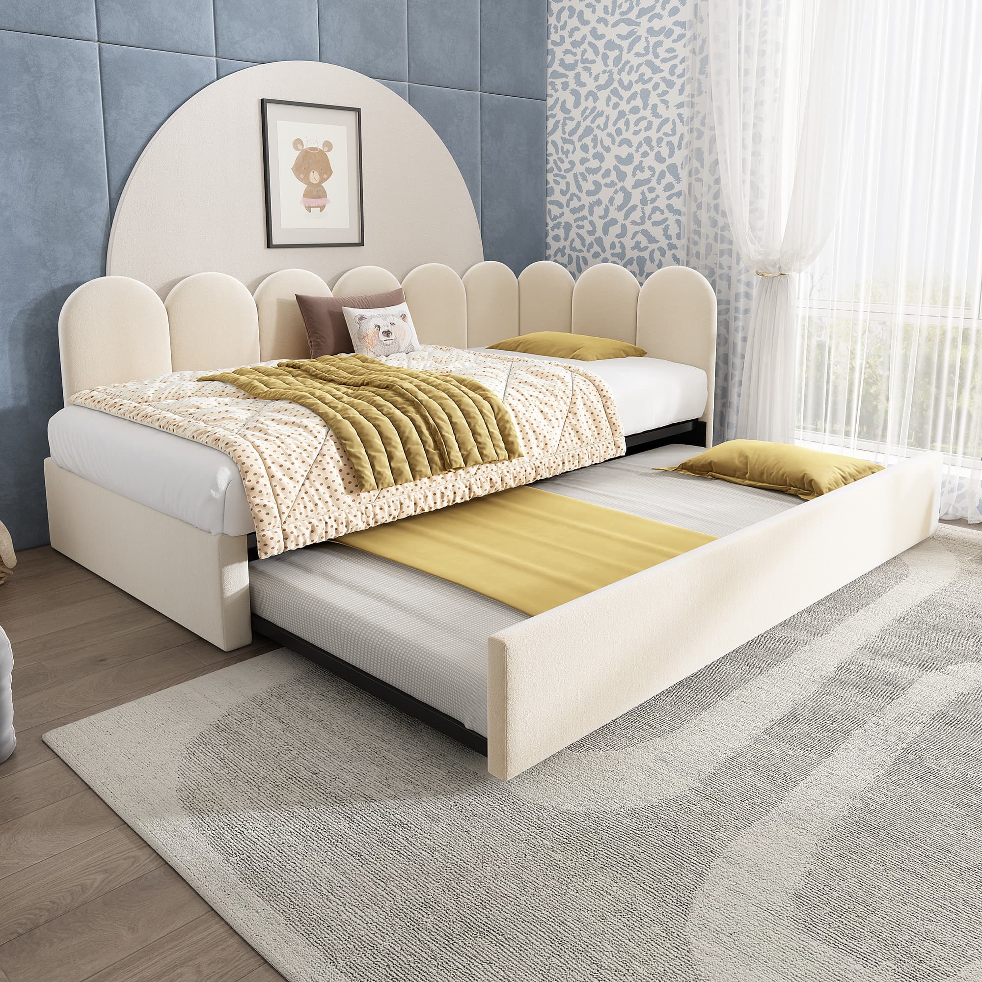 Chic Velvet Daybed with Pull-Out Guest Bed | 90x190cm