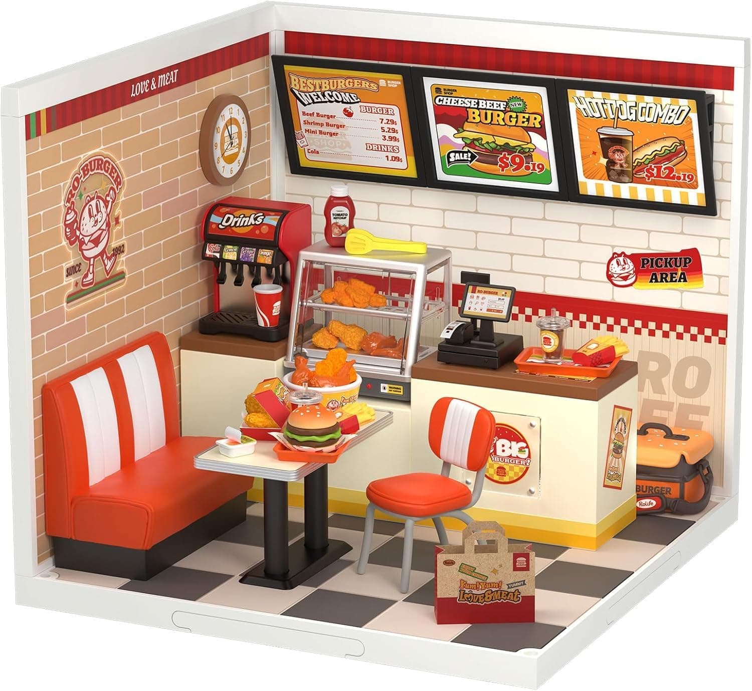 DIY Miniature Burger Shop Kit 'Yum Burgers' by Robotime