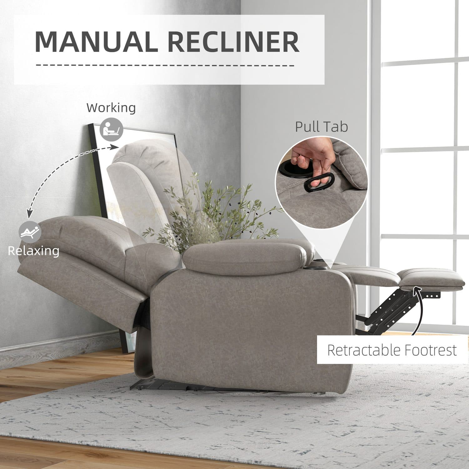 Brown Microfibre Reclining Armchair - image 1