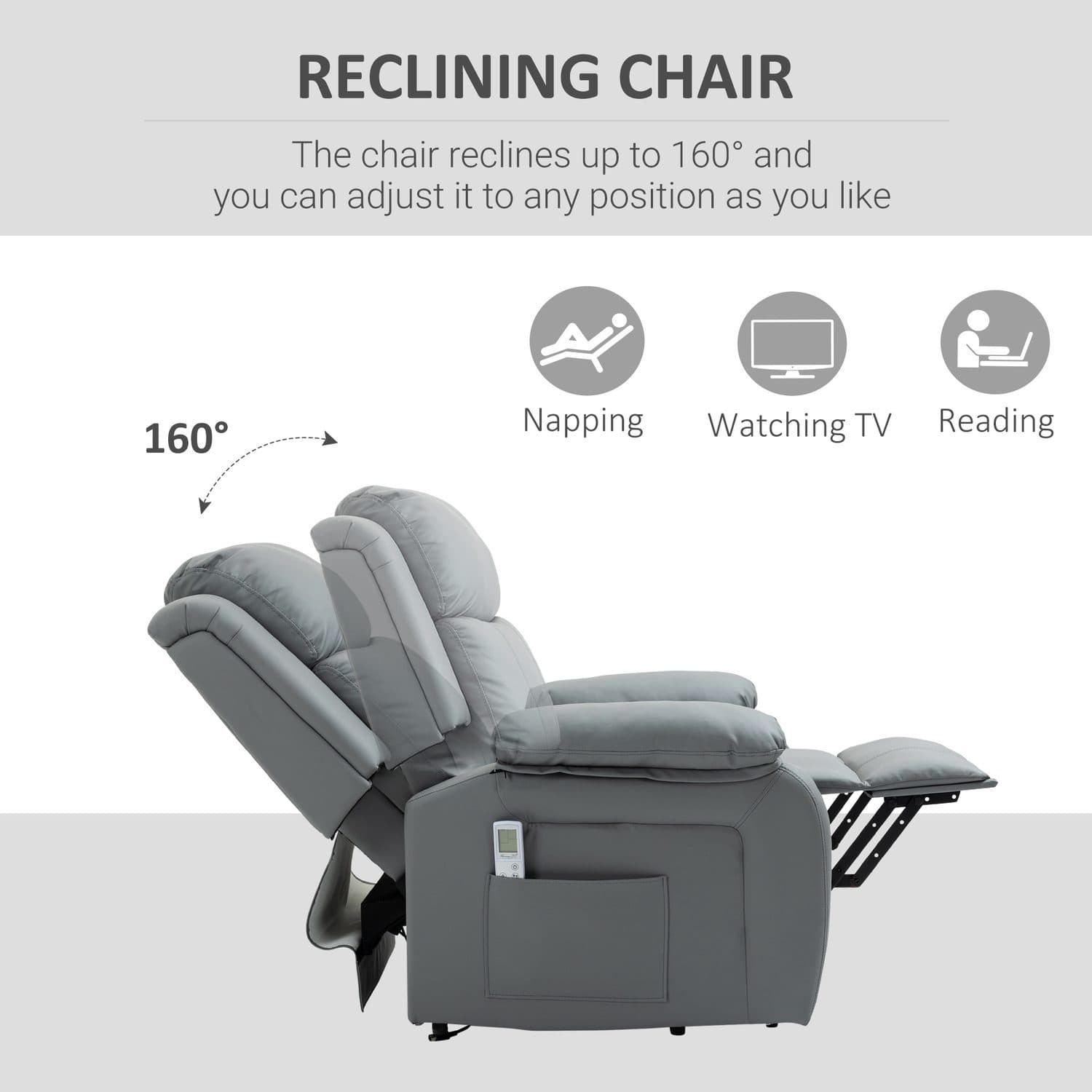 Grey Electric Riser Recliner with Massage - image 3