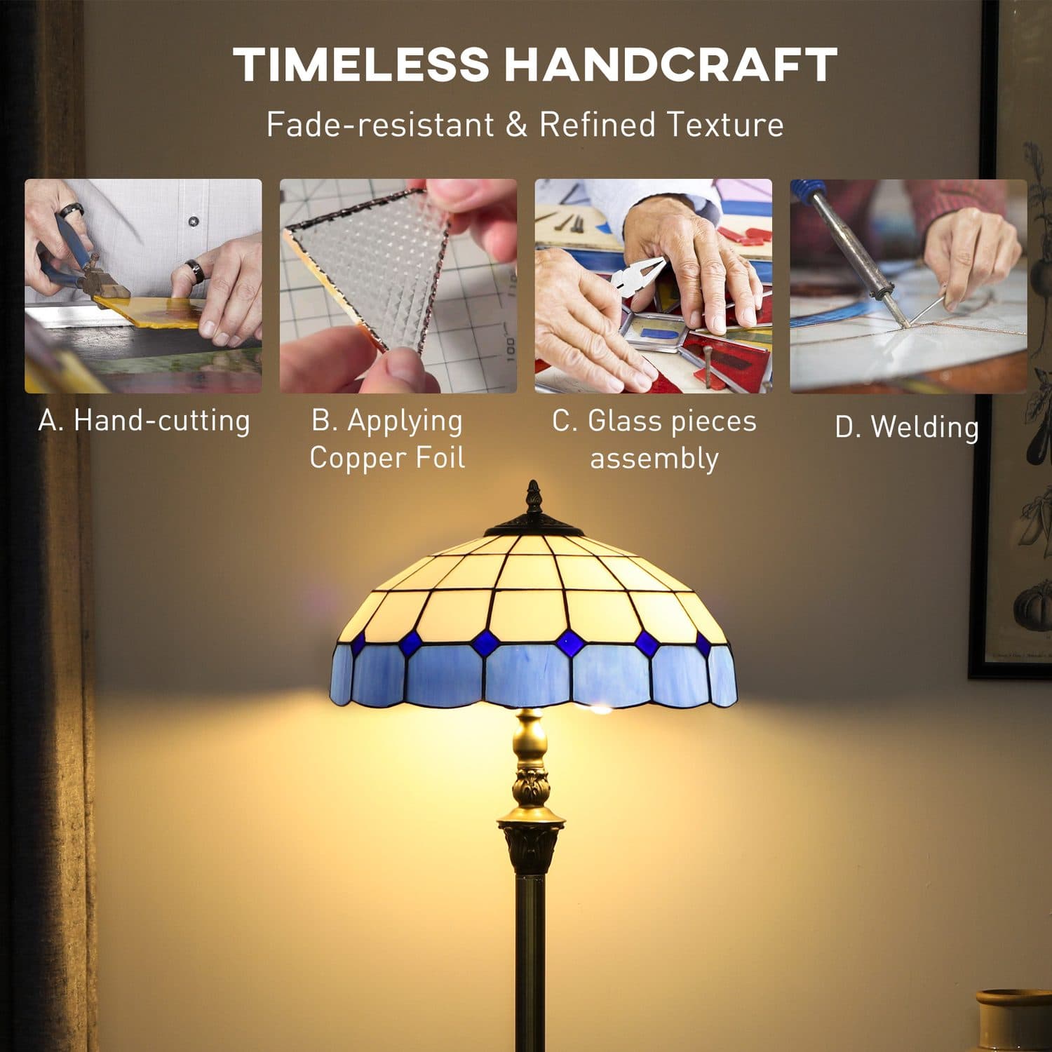 Vintage Tiffany-Style Floor Lamp - image 4
