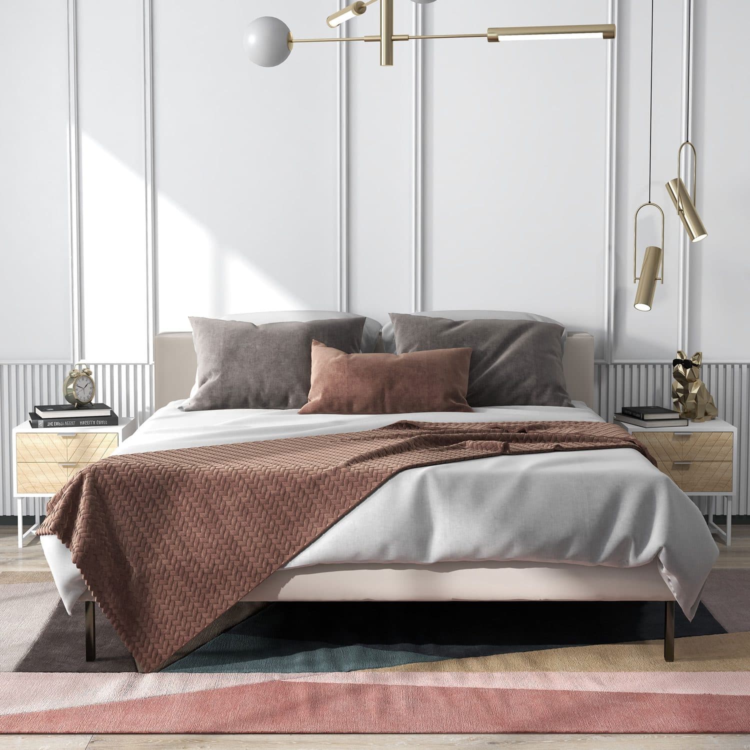 Modern White & Oak Bedside Tables - image 2