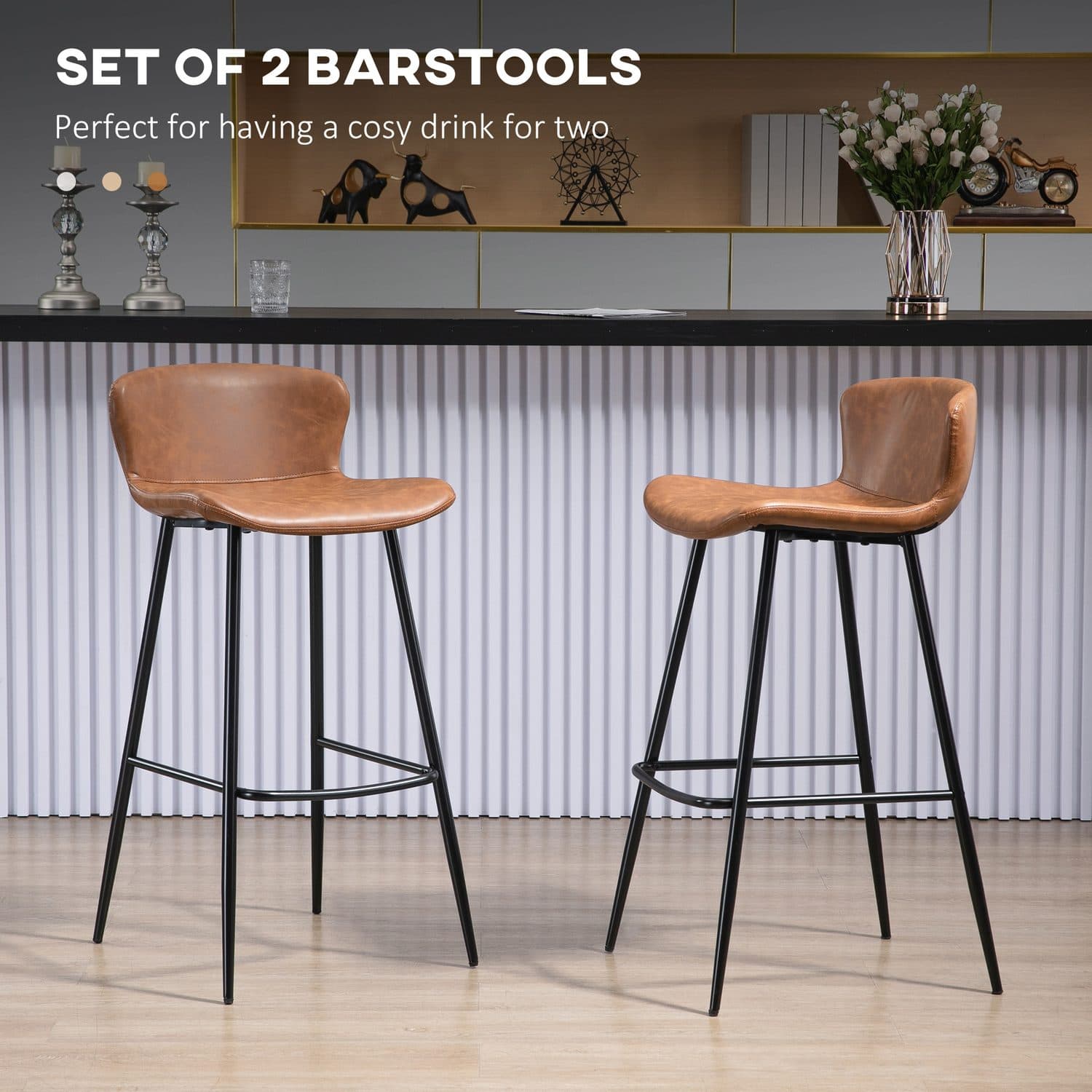 Retro Brown Leather Bar Stools - image 3