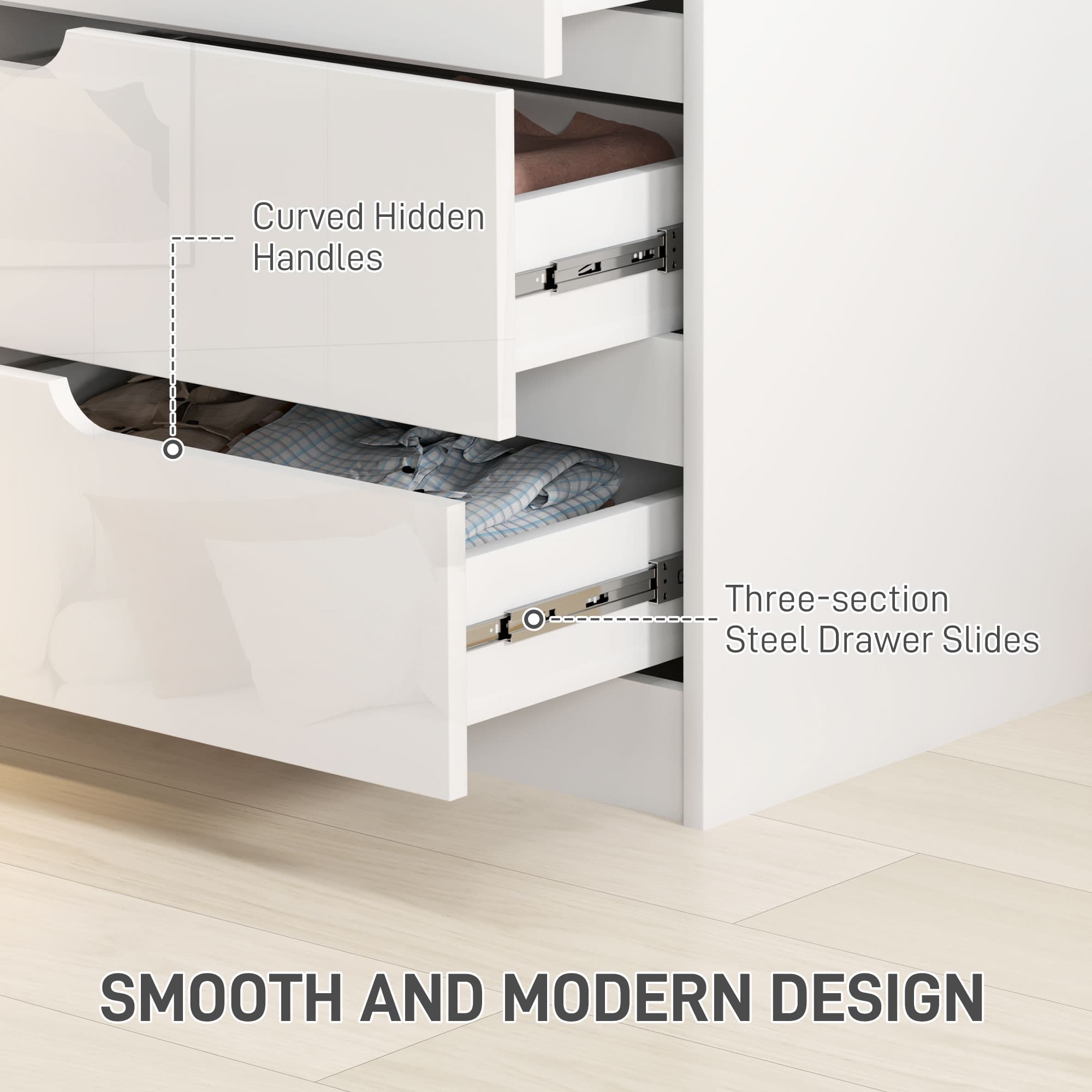 Modern White High Gloss 4-Drawer Chest for Effortless Storage - image 5