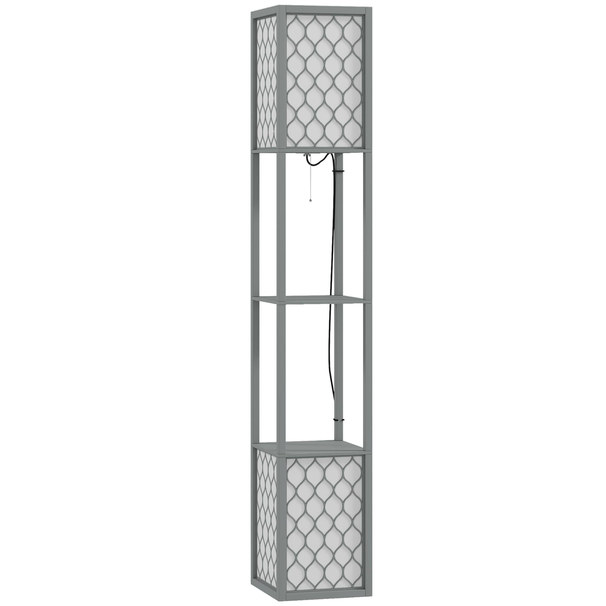 Light Grey Floor Lamp with Shelves
