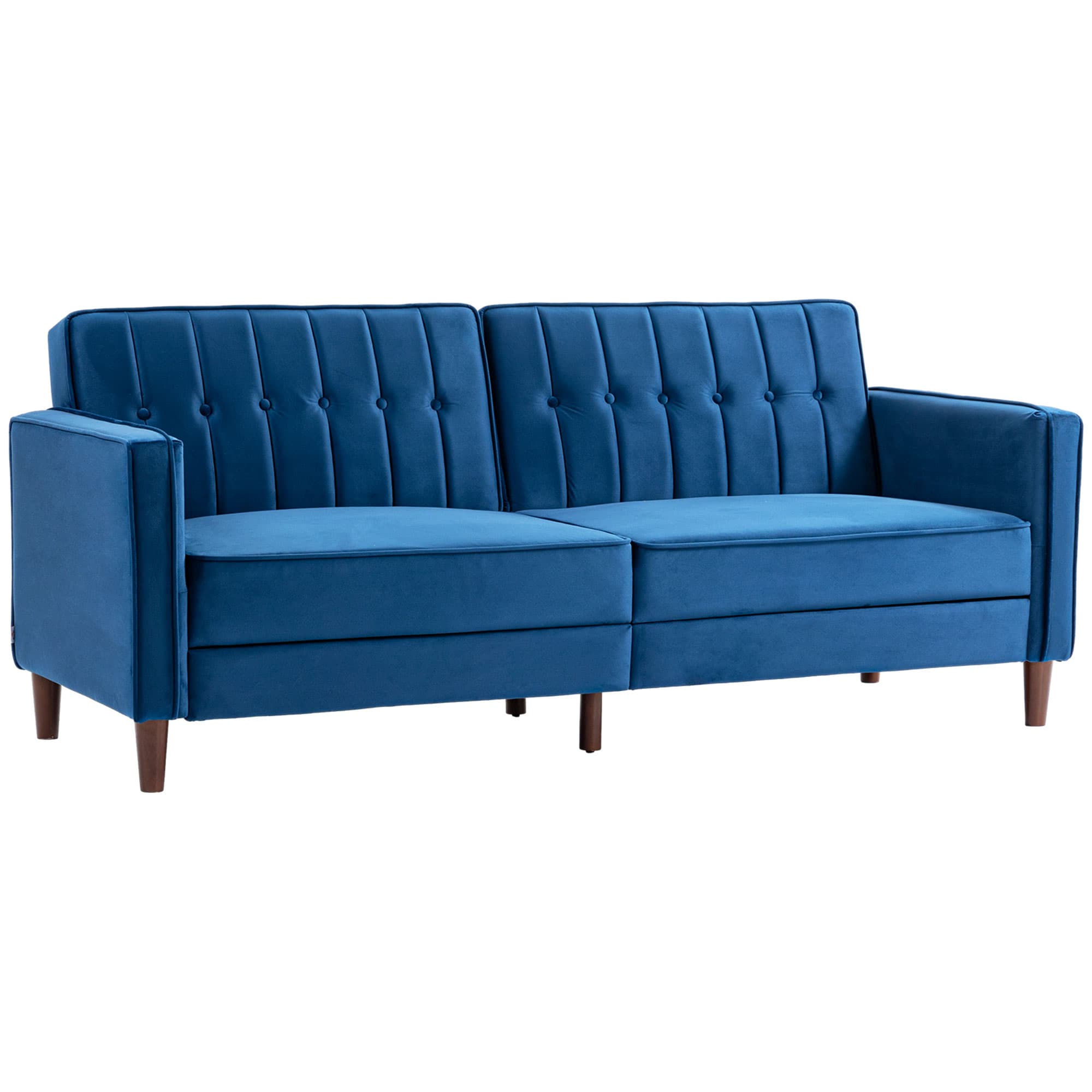 Blue Velvet 3-Seater Sofa Bed
