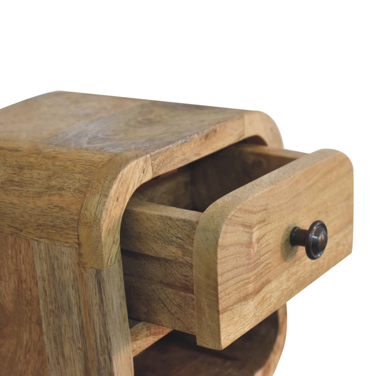 Compact Curved Floating Bedside Table in Solid Mango Wood - image 5