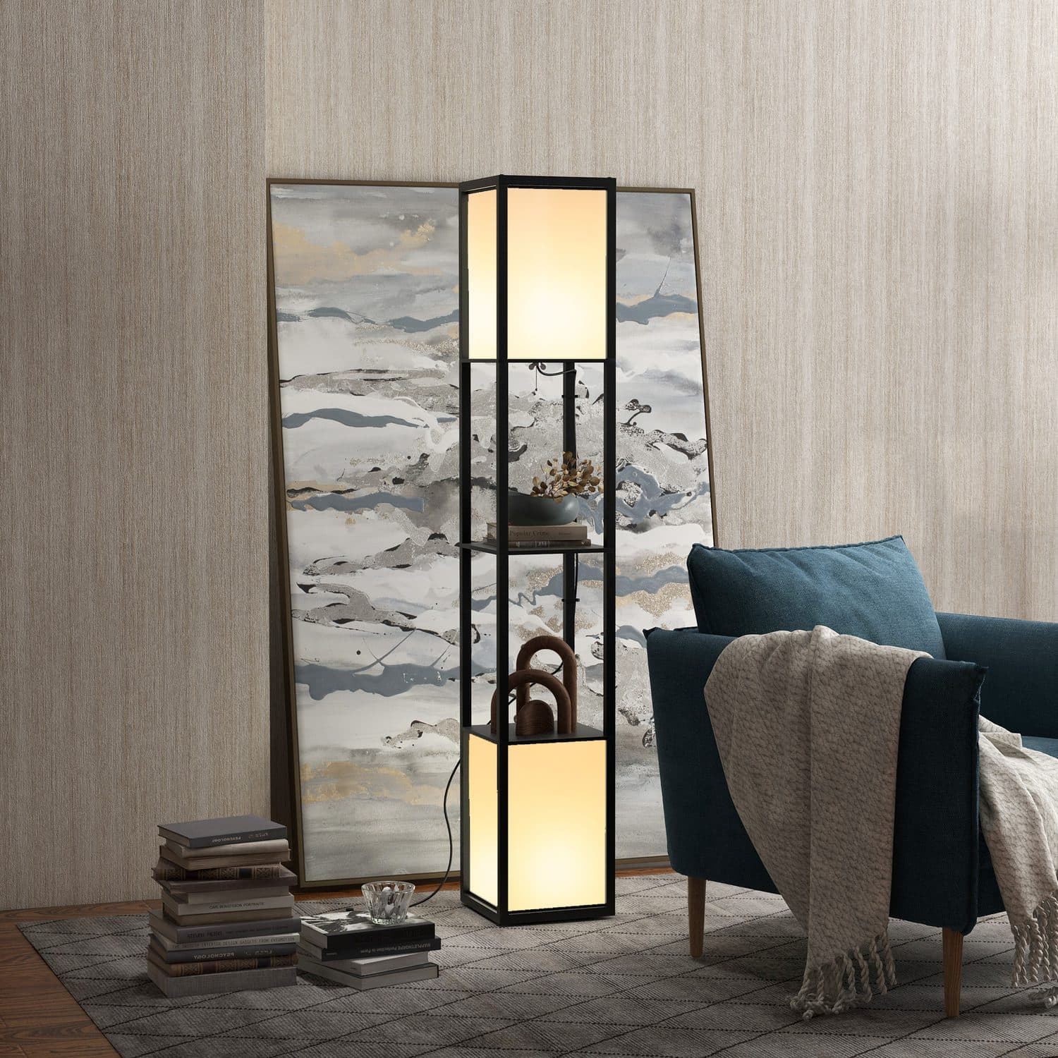 Modern Black Shelf Floor Lamp - image 2