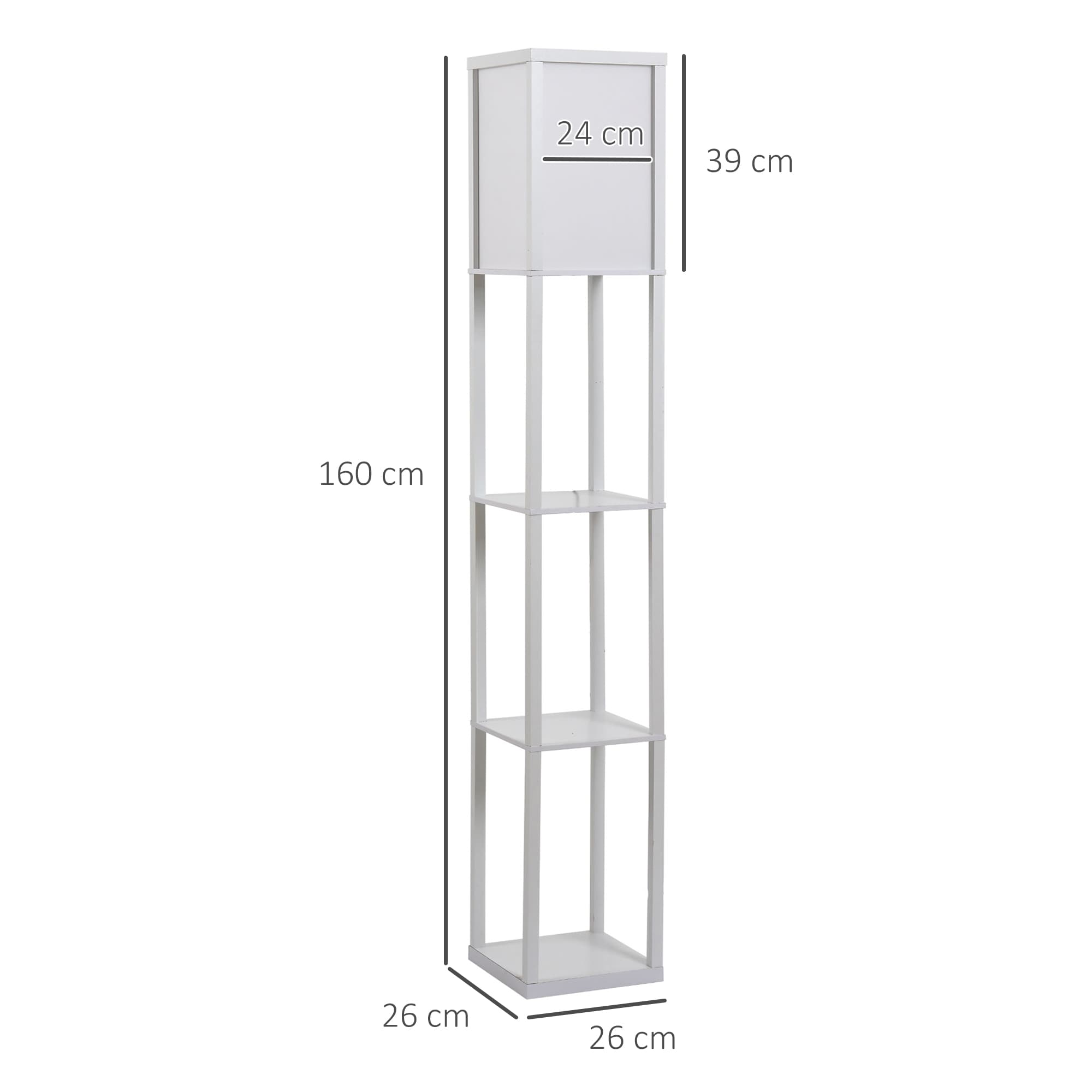White Floor Lamp with Two Storage Shelves - image 2