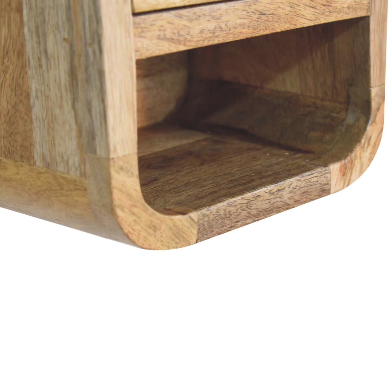 Compact Curved Floating Bedside Table in Solid Mango Wood - image 2