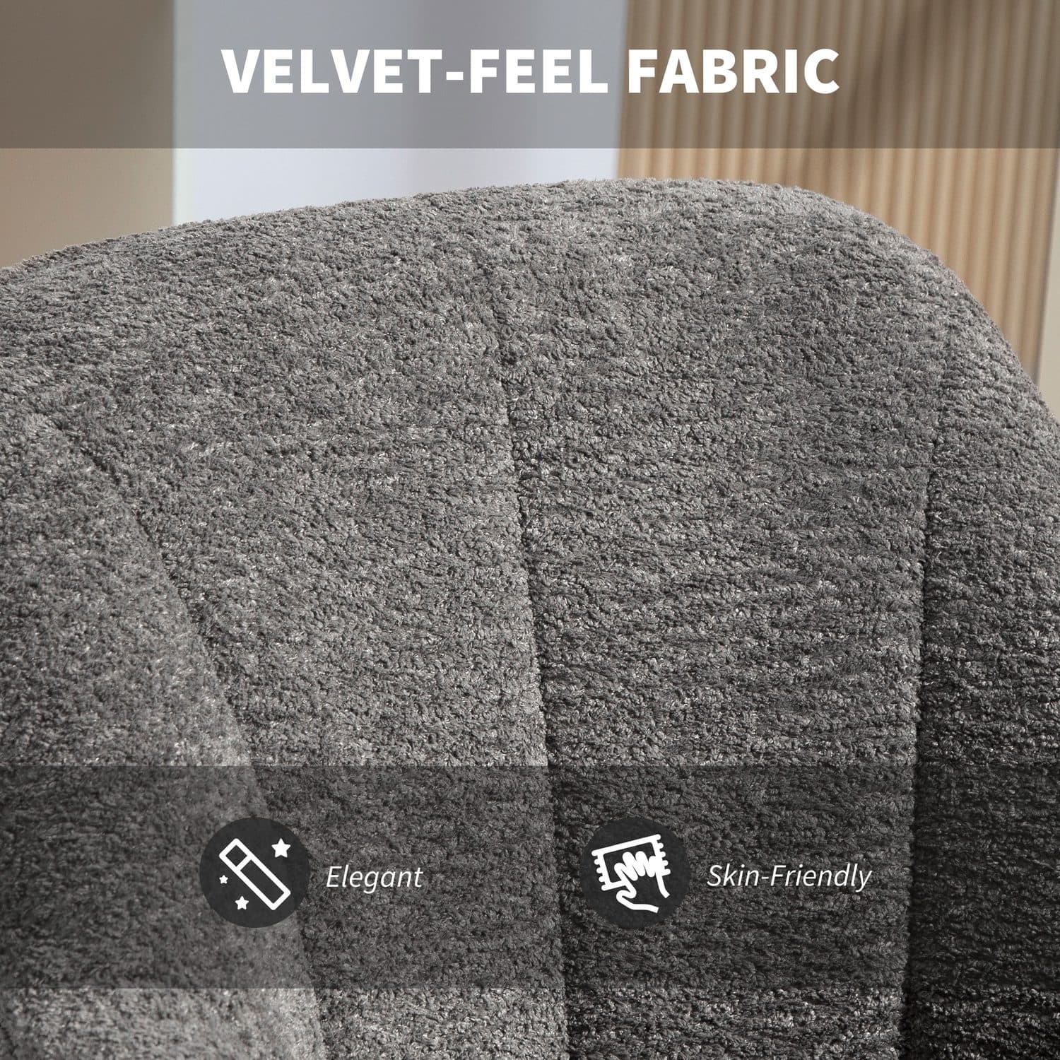 Grey Velvet-Feel Tub Office Chair for Effortless Comfort - image 5