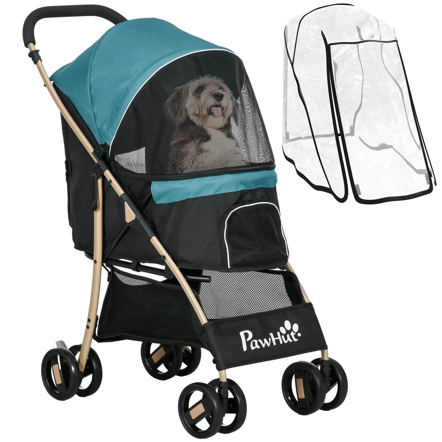 PawHut Pet Stroller for Small Dogs, Dark Green