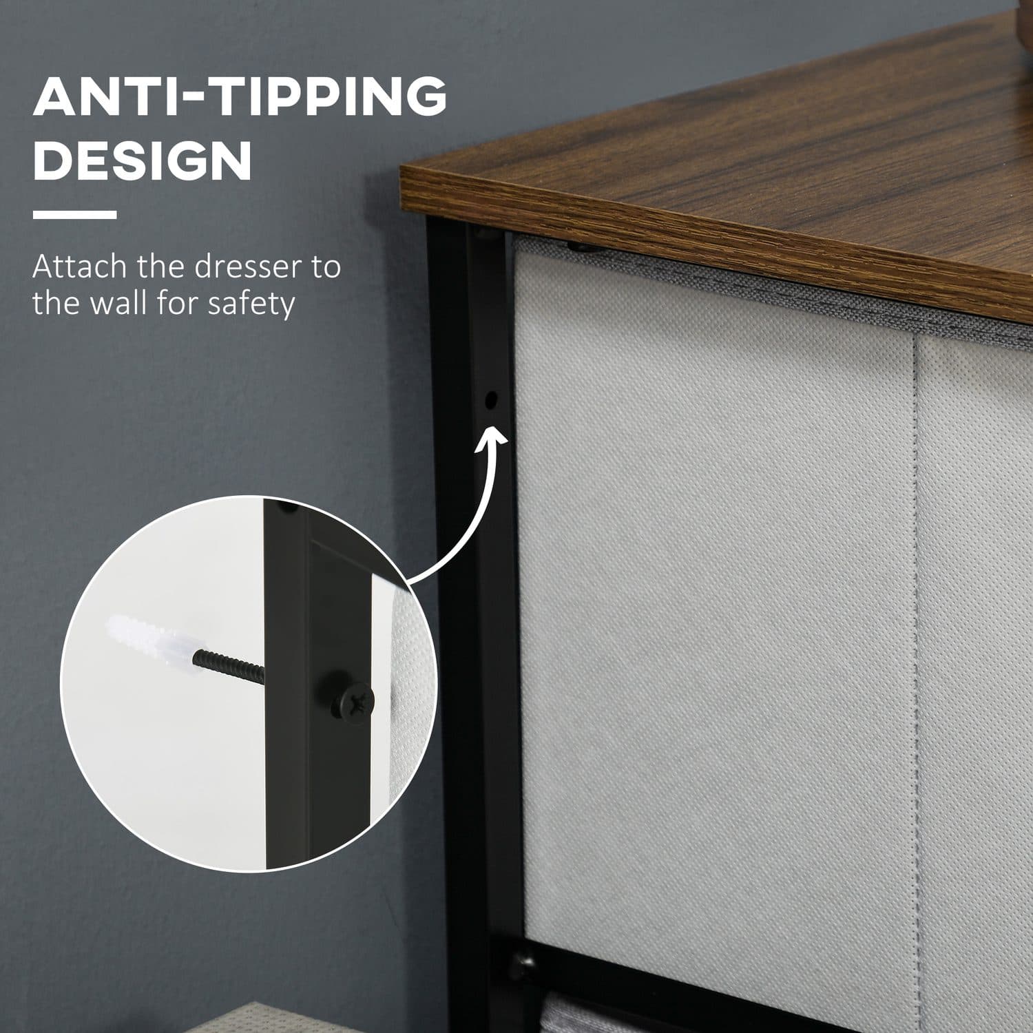 8-Drawer Grey Fabric Chest - image 5