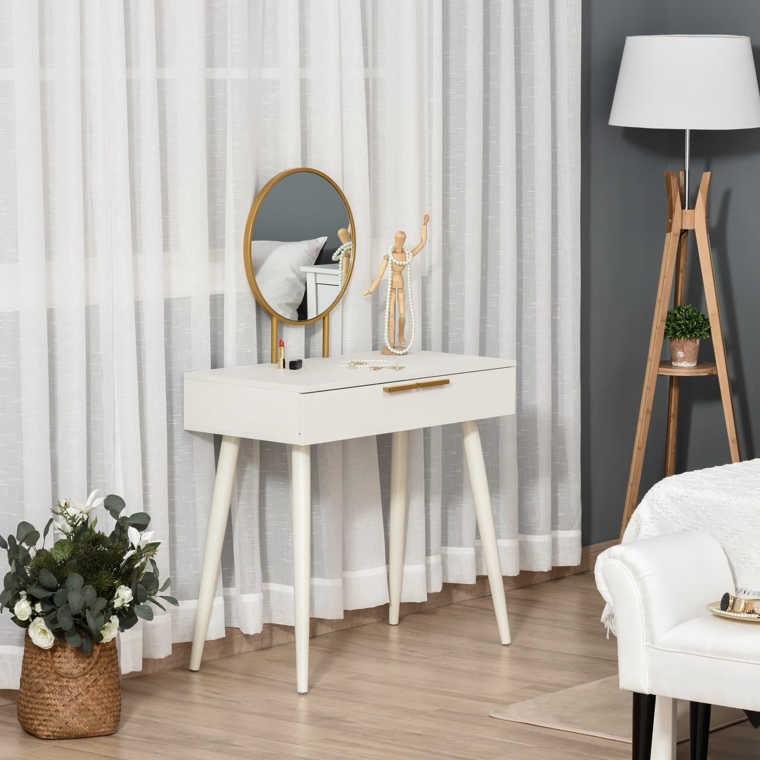 White Dressing Table with Mirror - image 5