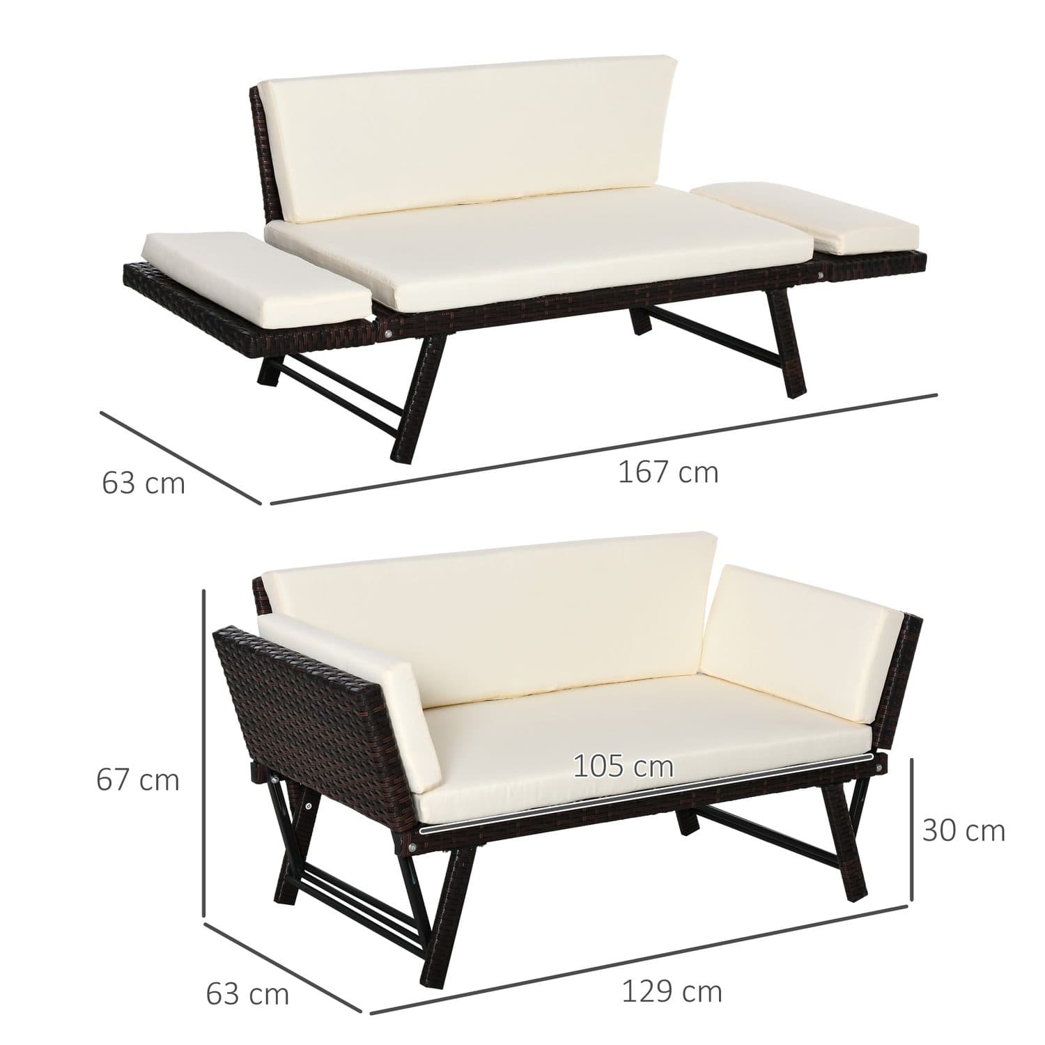 2-in-1 Rattan Sofa Daybed - image 2