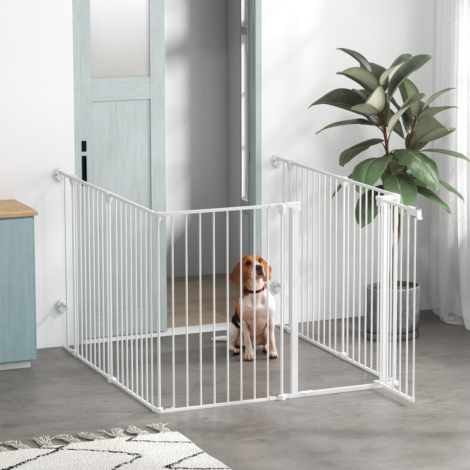 PawHut 6 Panel Foldable Dog Playpen with Lockable Door - image 1