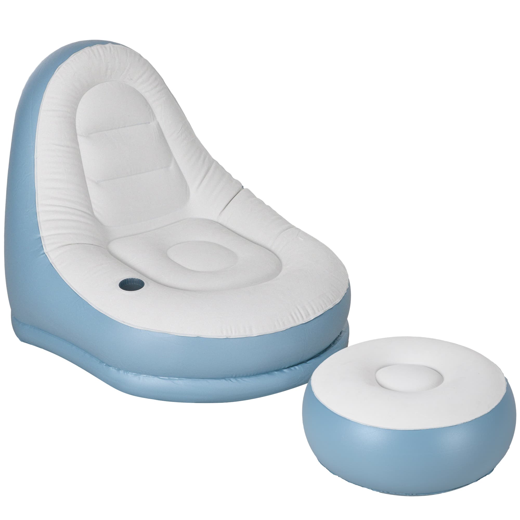 Inflatable Lounge Chair with Matching Footstool — Sets Up in Minutes