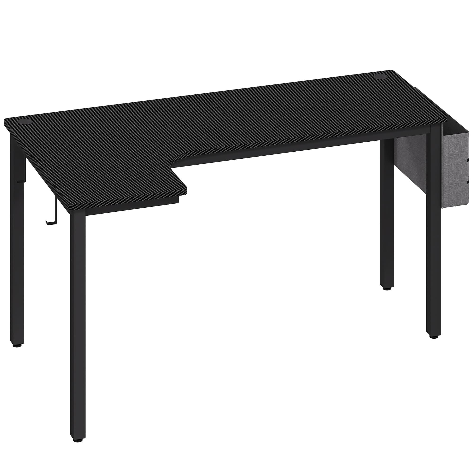 An L-Shaped Gaming Desk With Room for Two Screens and Tidy Cables - Black